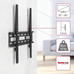 "Hama Fix Tv Wall Bracket 32-65"" 81-165Cm Tv's 30Kg Flat Profile In Black" - thumbnail 2