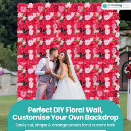 Neel Blue Artificial Flower Wall Backdrop Panel, 60Cm X 40Cm, Pink With Green Leaves - thumbnail 8
