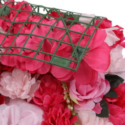 Neel Blue Artificial Flower Wall Backdrop Panel, 60Cm X 40Cm, Pink With Green Leaves - thumbnail 2