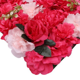 Neel Blue Artificial Flower Wall Backdrop Panel, 60Cm X 40Cm, Pink With Green Leaves - thumbnail 4