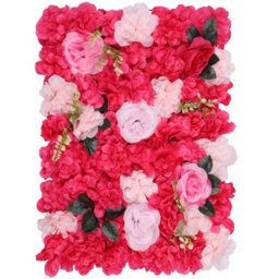 Neel Blue Artificial Flower Wall Backdrop Panel, 60Cm X 40Cm, Pink With Green Leaves - thumbnail 5