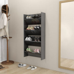 Walplus Wall Shoe Cabinets 2 Pcs High Gloss Grey 60X18X60 Cm Engineered Wood - thumbnail 3