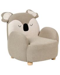 Beliani Koala Kids Armchair Taupe Upholstered - Low Seat, Wipe-Clean Fabric, Rubberwood Legs - thumbnail 3