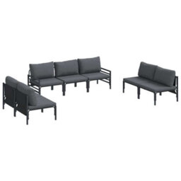 Berkfield Modern Garden Sofa Set 7 Pcs Anthracite Steel - thumbnail 1