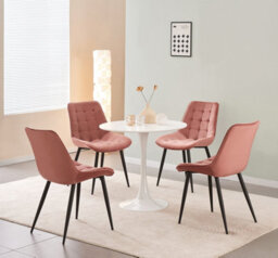Mof Home Velvet Dining Chairs Set Of 4 Kitchen Chairs Dining Room Lounge Reception Chairs With Metal Legs  (Pink) - thumbnail 2
