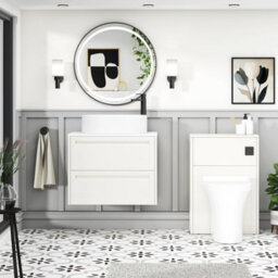 Royal Bathrooms Royal Bathroom Elmore 700mm Classic White Wall Mounted Bathroom Vanity Unit 2 Drawer Plain White Worktop With Peak Basin - thumbnail 5
