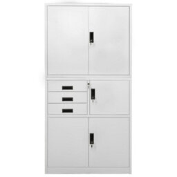 Vidaxl Office Cabinet Light Grey 90X40X180 Cm Steel - thumbnail 2
