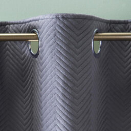 "Ohs Pinsonic Velvet Ready Made Eyelet Curtains, Charcoal - 66"" X 90""" - thumbnail 3