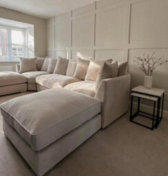Bishop U Shape Cinema Sofa Scatterback Corner Sofa - Malta Cream