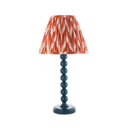 Luminosa Lighting Luminosa Higgledy Gloss Marlin Blue Paint Table Lamp With Apricot Orange Fabric Zigzag Shade 25Cm E14 - thumbnail 7