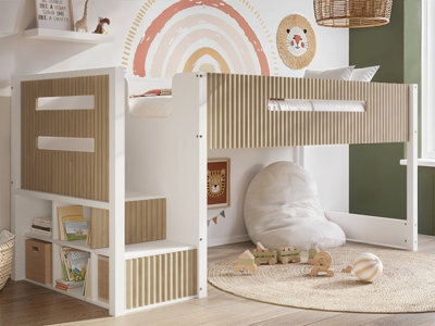 Flair Luca Mid Sleeper Ribbed White & Oak - image 1