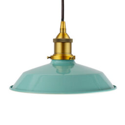 Duck Egg Blue Small Trinity Metal Painted Dome Pendant Light With Antique Gold Lamp Holder And Black Round Cable - Se Home - thumbnail 1