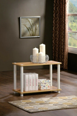 Walplus Furinno 11250Be/wh Turn-N-Tube 2-Tier No Tools Tube Shelf/end Table, Beech/white - image 1