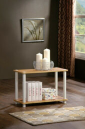 Walplus Furinno 11250Be/wh Turn-N-Tube 2-Tier No Tools Tube Shelf/end Table, Beech/white