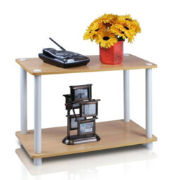Walplus Furinno 11250Be/wh Turn-N-Tube 2-Tier No Tools Tube Shelf/end Table, Beech/white - thumbnail 2