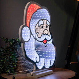 Samuel Alexander 40Cm Infinity Santa's Head Christmas Decoration On Wooden Base With Red & White Leds - thumbnail 4