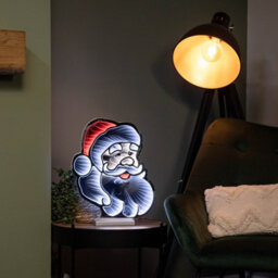 Samuel Alexander 40Cm Infinity Santa's Head Christmas Decoration On Wooden Base With Red & White Leds - thumbnail 2
