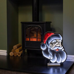 Samuel Alexander 40Cm Infinity Santa's Head Christmas Decoration On Wooden Base With Red & White Leds - thumbnail 3