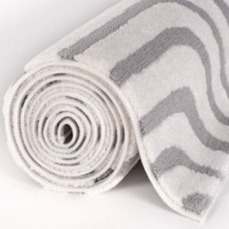 The Rugs Loft Light Grey And Ivory Curved Line Living Room Area Rug And Runners Soft Pile - thumbnail 8
