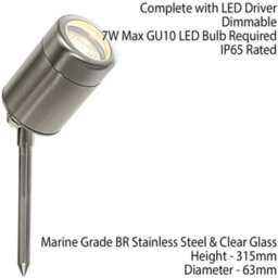 Ip65 Outdoor Ground Spike Lamp Wall & Sign Light Gu10 Bulb Marine Grade Steel - thumbnail 2