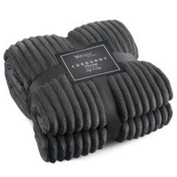 Velosso Thermal Soft Ribbed Cord Throw Blanket For Sofa, Bed, Armchair, Couch - 127Cm X 152Cm, Charcoal