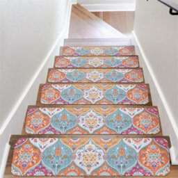 4 Piece Multicoloured Removable Non Slip Stair Treads 20 X 76 Cm