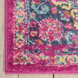 Pink Luxurious Traditional Persian Easy To Clean Bordered Floral Rug For Dining Room-114Cm X 175Cm - thumbnail 4