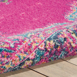 Pink Luxurious Traditional Persian Easy To Clean Bordered Floral Rug For Dining Room-114Cm X 175Cm - thumbnail 5