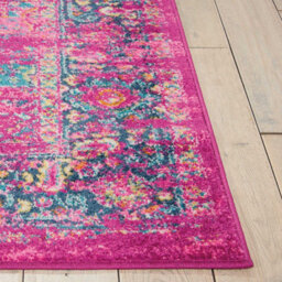 Pink Luxurious Traditional Persian Easy To Clean Bordered Floral Rug For Dining Room-114Cm X 175Cm - thumbnail 3