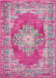 Pink Luxurious Traditional Persian Easy To Clean Bordered Floral Rug For Dining Room-114Cm X 175Cm - thumbnail 6