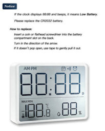 Amorly Smart Digital Alarm Clock, W/magnetic Attraction, Indoor Temperature Humidity, Hd Screen Hour Date, Battery Operated - White - thumbnail 7
