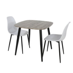 Core Products Aspen Grey Oak Effect 80Cm Square Dining Table With 2 White Plastic Curve Design Chairs - thumbnail 2