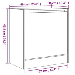 Berkfield Shoe Cabinet Concrete Grey 60X34X63.5 Cm Engineered Wood - thumbnail 9