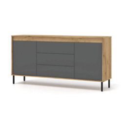 Arte Elegant Oak Golden & Basalt Sideboard With Push-To-Open Doors W166Cm H83Cm D40Cm For Modern Living Spaces