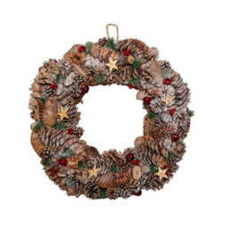 Samuel Alexander 50Cm Frosted Hanging Christmas Wreath With Red Jingle Bells & Wooden Stars - thumbnail 8