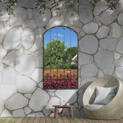 Mirroroutlet Summer View Metal Arch Shaped Decorative Ornate Effect Garden Mirror 140 X 75Cm - image 1