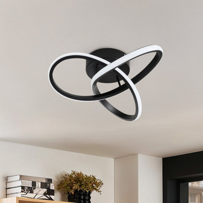 Living And Home Black Modern Flower-Like Design Led Ceiling Light With Silicone Lampshade Cool White - image 1