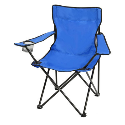 Folding Camp Chair With Drink Holder & Carry Bag Lightweight Portable Garden, Beach & Camping Chair Blue - image 1