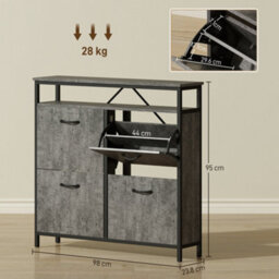 Wyld Haus Verala Cement Grey Shoe Cabinet - Slim 4-Drawer Unit With Top Shelf, 98 X 23.8 X 95 Cm - thumbnail 3