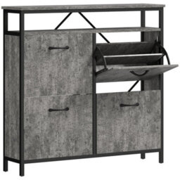 Wyld Haus Verala Cement Grey Shoe Cabinet - Slim 4-Drawer Unit With Top Shelf, 98 X 23.8 X 95 Cm - thumbnail 2