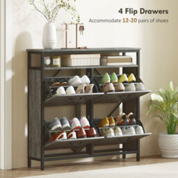 Wyld Haus Verala Cement Grey Shoe Cabinet - Slim 4-Drawer Unit With Top Shelf, 98 X 23.8 X 95 Cm - thumbnail 4