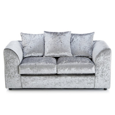 Furnishings For Less UK Crystal Crushed Velvet Fabric Fabric 2 Seater Sofa Silver - Scatter Back - image 1