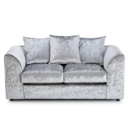 Furnishings For Less UK Crystal Crushed Velvet Fabric Fabric 2 Seater Sofa Silver - Scatter Back