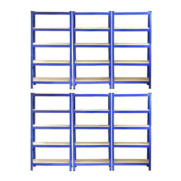 MonsterShop Pack Of 6 Garage Shelving Units - 5 Tier Heavy Duty Rack For Storage Steel Utility Shelves