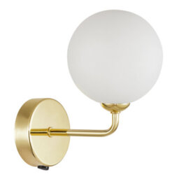 Happy Homewares Contemporary Chic Polished Gold Wall Light With Opal White Globe Glass Shade - thumbnail 2