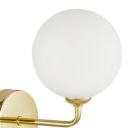 Happy Homewares Contemporary Chic Polished Gold Wall Light With Opal White Globe Glass Shade - thumbnail 4