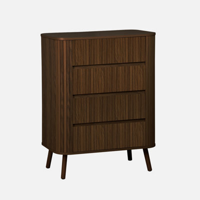 Sweeek - 4-Drawer Chest Of Drawers Striated Walnut Decor Legacy L 80 X D 45 X H 100 Cm - image 1