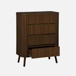 Sweeek - 4-Drawer Chest Of Drawers Striated Walnut Decor Legacy L 80 X D 45 X H 100 Cm - thumbnail 3