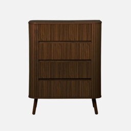 Sweeek - 4-Drawer Chest Of Drawers Striated Walnut Decor Legacy L 80 X D 45 X H 100 Cm - thumbnail 2