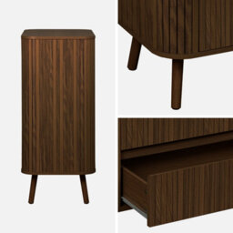 Sweeek - 4-Drawer Chest Of Drawers Striated Walnut Decor Legacy L 80 X D 45 X H 100 Cm - thumbnail 4